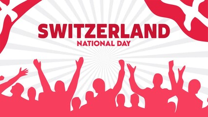 Wall Mural - animated video Happy Swiss National Day to all Swiss people