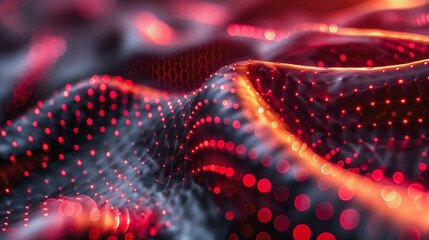 Wall Mural - a red and black wave with many dots