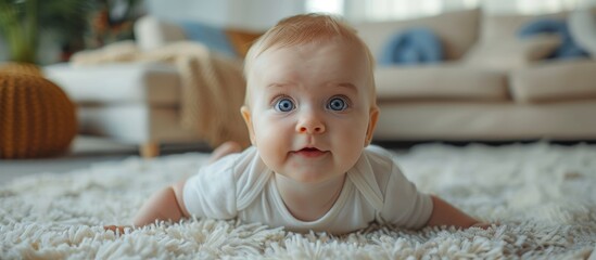 Wall Mural - Adorable Baby Girl with Big Blue Eyes