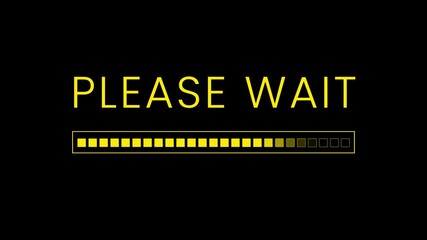 Please wait animation video on plain black background