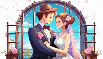 Wall Mural - bride and groom