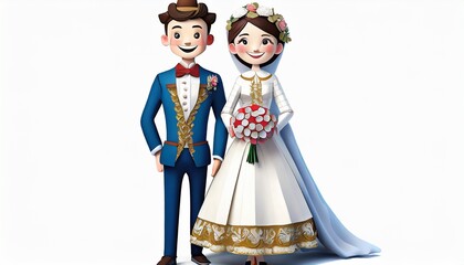 Sticker - bride and groom in wedding dress