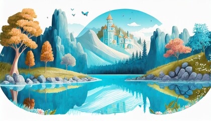 Wall Mural - landscape with snow and trees