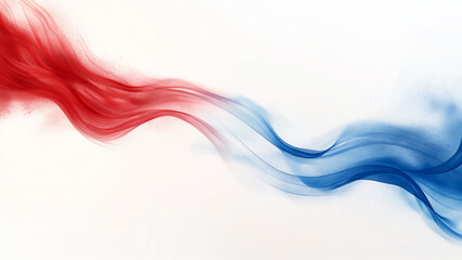 Wall Mural - Red and blue smoke on a white background, abstract art design for presentation banner with copy space area.