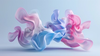 Canvas Print - an abstract 3d rendering of blue and pink flowing shapes.