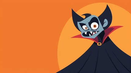 Poster - A cartoon vampire in a black cape with a red collar.