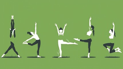 Poster - Five women doing different yoga poses.