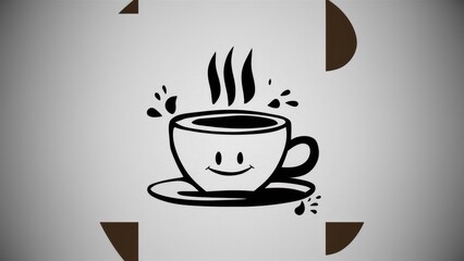 Sticker - A coffee cup with a smiley face on it is shown, AI