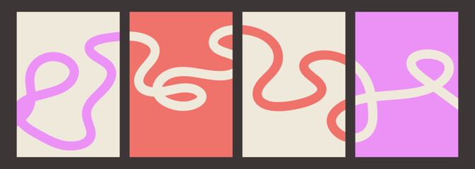 Wall Mural - abstract playful minimalistic background with wavy line. banner with organic curvy curly stripe. wav