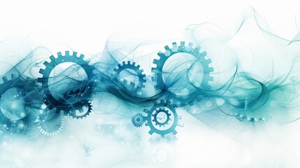 Abstract Technological Background with Gears and Swirls