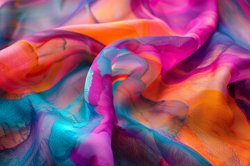 Wall Mural - abstract patterns emerging in vibrant dyes on fabric