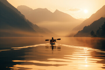 Canvas Print - Tranquil Lake Kayaking