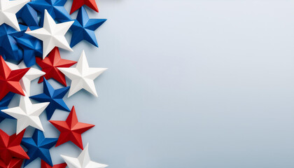 Red, white and blue star on blue background, Independence day or president election. America, USA