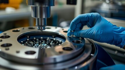 Wall Mural - A researcher using a centrifuge to separate samples, focused process