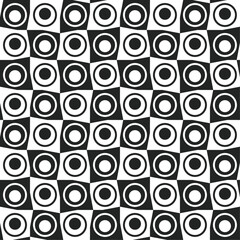 Leinwandbilder - Checkerboard pattern of circles inside cells. Seamless large chessboard, abstract and curved.