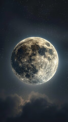 Wall Mural - full moon in night sky with detailed surface and mystical backdrop