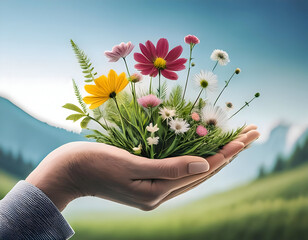 Wall Mural - 손안에 든 꽃 정원, Flower garden in your hand