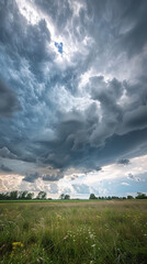 Canvas Print - Dynamic Sky Capturing Weather Transition from Clear to Stormy