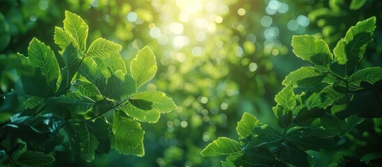 Wall Mural - Sunlight Filtering Through Lush Green Leaves