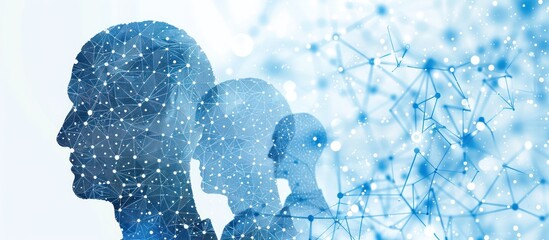 Sticker - silhouettes of people connected by a network