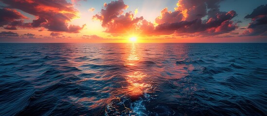 Poster - Sunset Over the Ocean with Dramatic Clouds