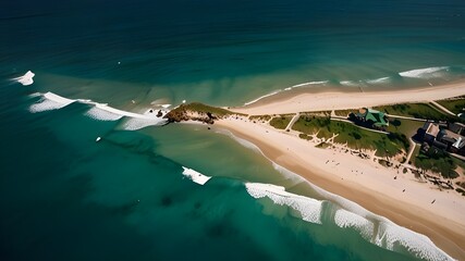 Wall Mural - Aerial view of coast Generative AI