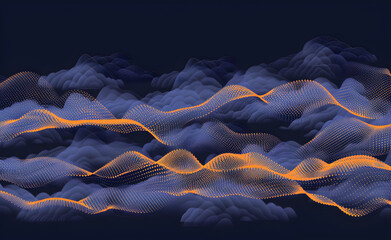 Wall Mural - computing cloud data collection with open data, in the style of ethereal cloudscapes, light black and sky - blue
