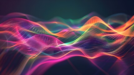 Wall Mural - Purple and pink neon light waves undulating.