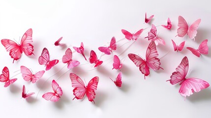 Sticker - pink tropical butterflies isolated on a white background. for design