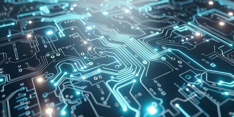 Glowing tech lines with nodes connection