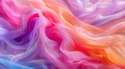 Wall Mural - Ethereal Watercolor Swirls Mimicking Lustrous Fabric in Pastel Colors