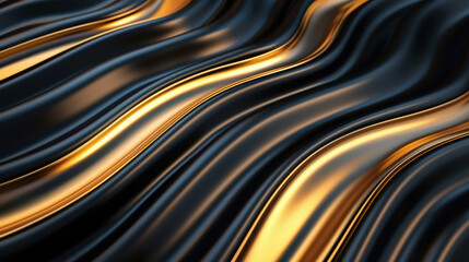 Wall Mural - elegant abstract black and gold wavy pattern background, perfect for luxury design, advertisements, 