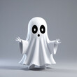 © vian - 3D rendering of a cute adorable and friendly ghost character. The ghost is white in simple minimalist design.