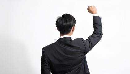 Wall Mural - Businessman raising his fist in a corporate event.