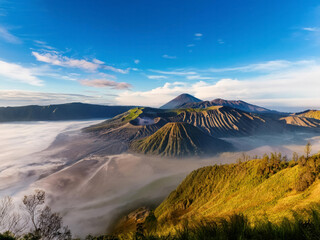 drone photo of a mountain landscape