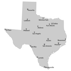 Wall Mural - Texas state map. Map of the U.S. state of Texas.