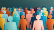 © tonstock - Colorful paper cutout figures representing diversity and inclusion standing together in a crowd, symbolizing teamwork and community.
