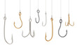 © alexlmx - Many Fishing Hooks on fishing lines. 3D rendering isolated on transparent background