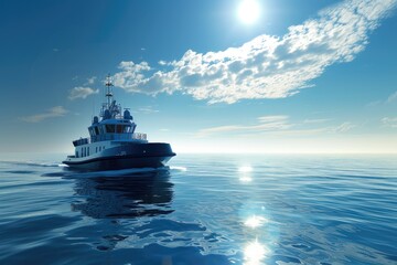 Clear Skies and Rapid Cargo Ship on the Open Sea