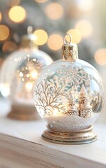 Sticker - A beautiful snow globe featuring a winter scene, perfect for holiday decoration or seasonal ambiance.