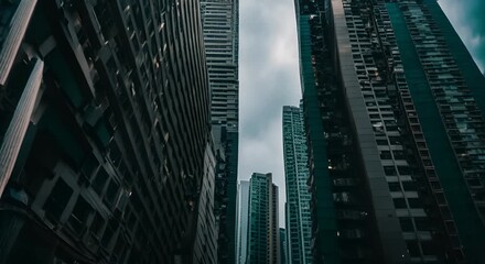 Wall Mural - Tall skyscrapers in Hong Kong city.