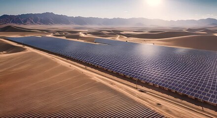 Sticker - Solar panel field in a desert.