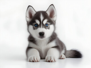 siberian husky puppy on white background