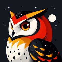 Wall Mural - Colorful Owl with Night Sky