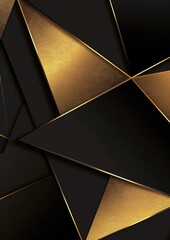 Wall Mural - Abstract Black and Gold Geometric Pattern with Thin Golden Lines and a Textured Background