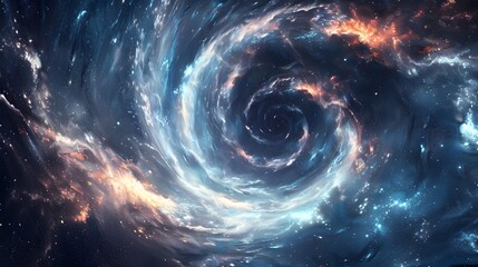 Wall Mural - This image portrays a dramatic blue galactic swirl, capturing the essence of a galaxy spinning through space with intense and vivid colors.