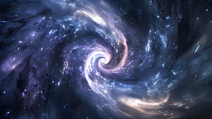 Wall Mural - A mesmerizing image of a swirling cosmic vortex, depicted in hues of blue and white, suggesting a dynamic and powerful celestial movement.