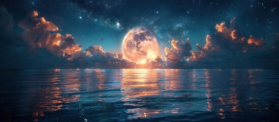 Wall Mural - Moonlit Night Over the Calm Sea