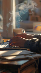 realistic high-resolution photo of coffee, with detailed background