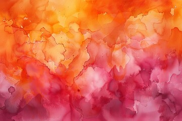 Beautiful red orange abstract background. Drawn, hand painted aquarelle. Wet watercolor pattern. Artistic background with copy space for design. Vivid, Generative AI